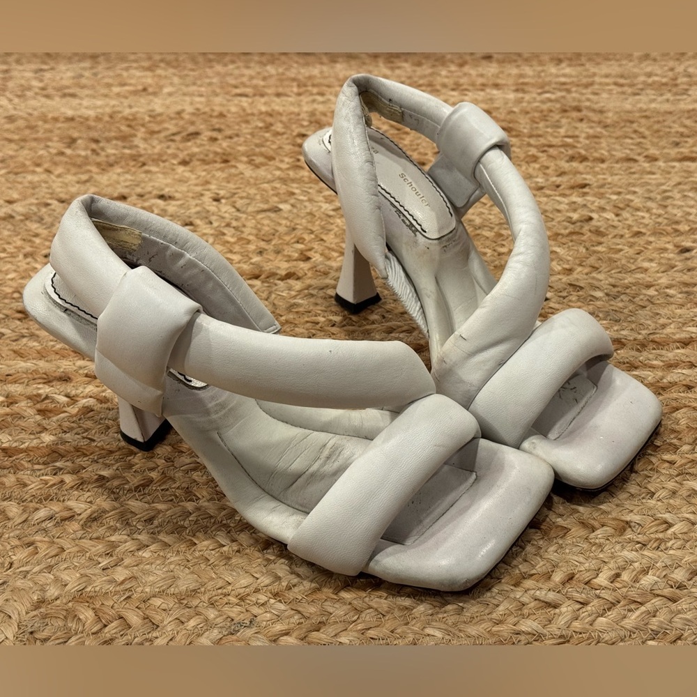Proenza Schouler White Leather Sculptural Strap Heels – Size 39 (Made in Italy)